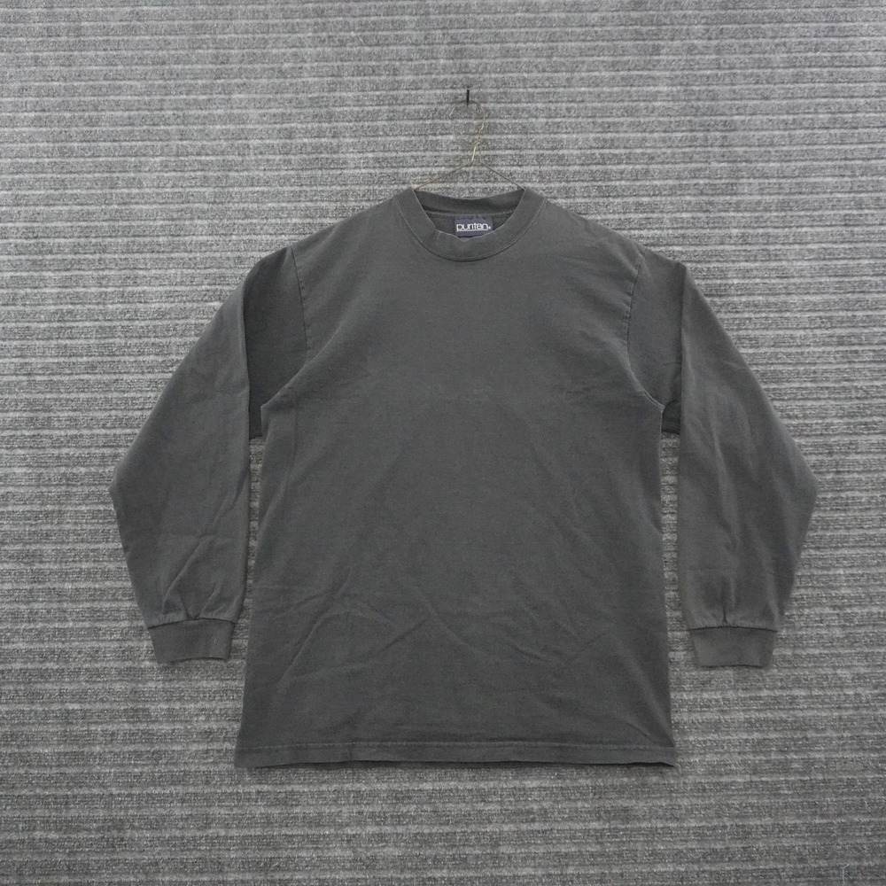 Vintage Puritan Long Sleeve T-Shirt Mens L Black Solid Crew Neck Blank